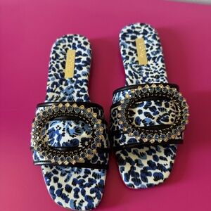 NWOT Lilly Pulitzer Dayna Blue and White Sandals - 7